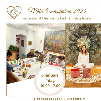 Måla & manifestera 2025 med klangsoundhealing 6/1 kl. 10.00-17.00. 1650 kr