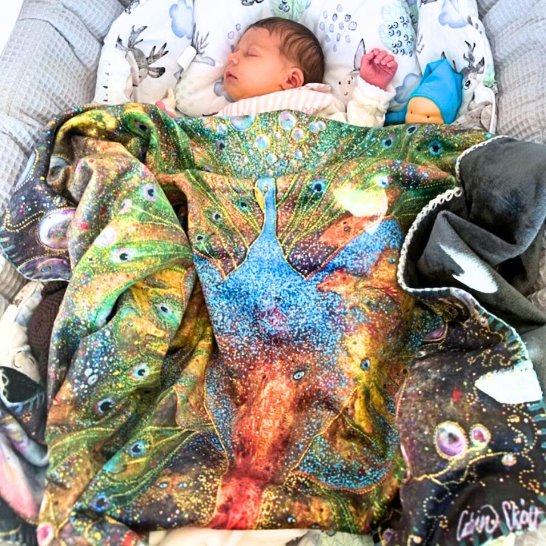 Pläd i tre storlekar med motiv från tavlan "Blueprint"